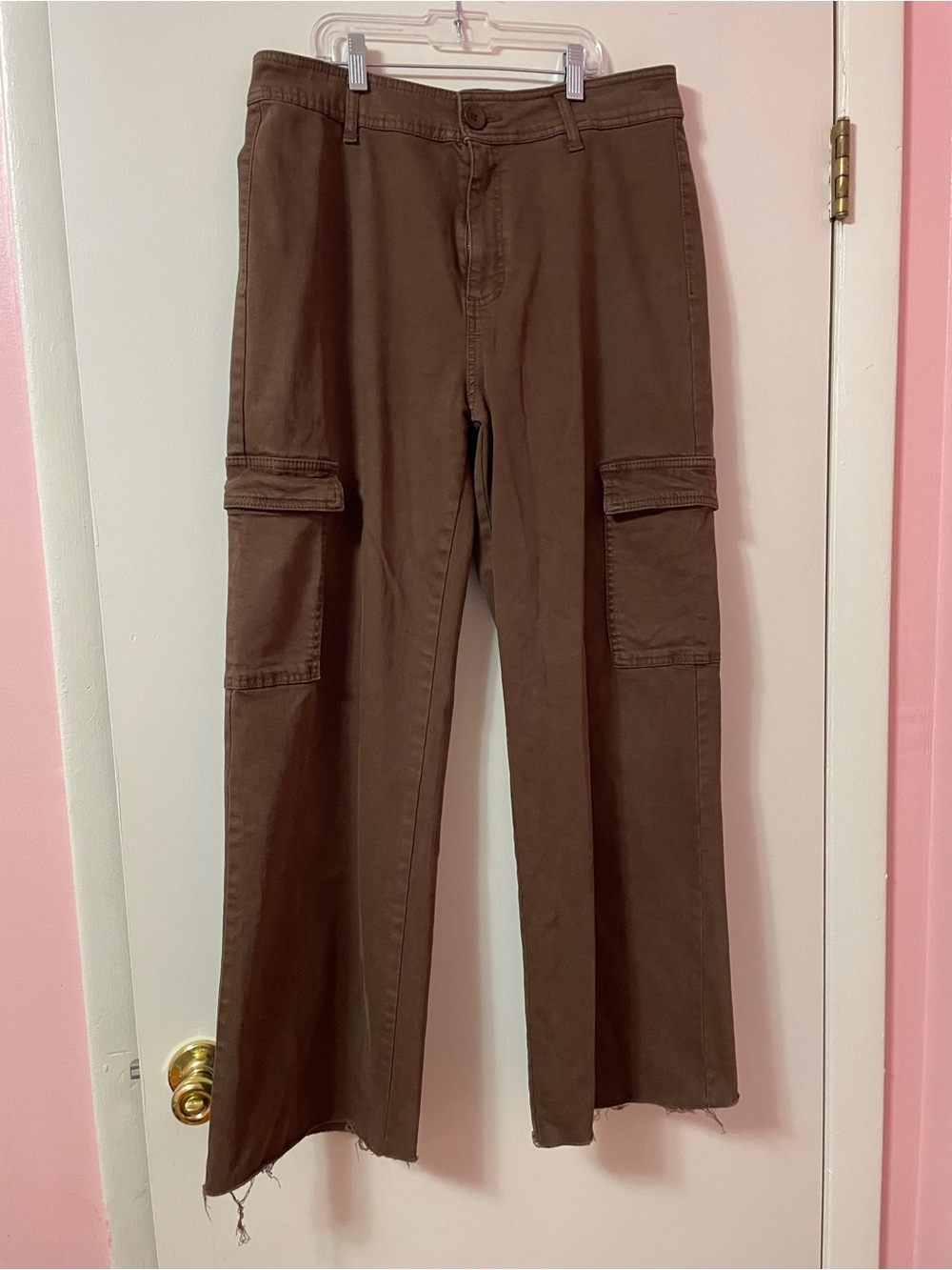 OAT wide leg brown cargo style pants